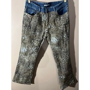 Alberto Makali Leopard Print Jeans with Blue Denim Waistband